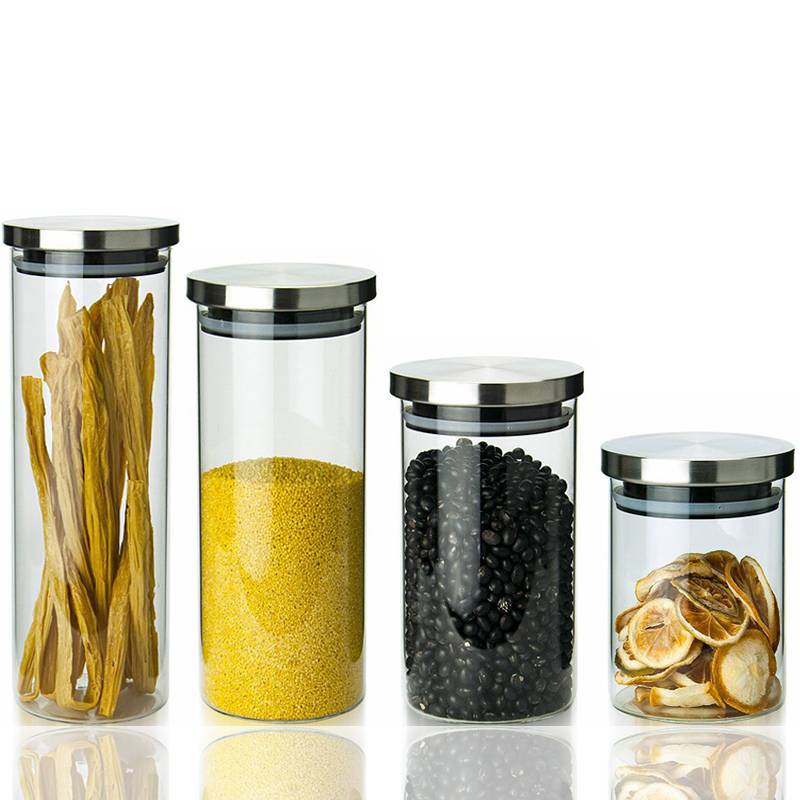 dia.85mm 95mm high borosilicate glass jar with stainless steel sealing lid Featured Image