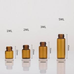 1ml 2ml 3ml 5ml amber dropper glass vials with gold/silver/black aluminium cap