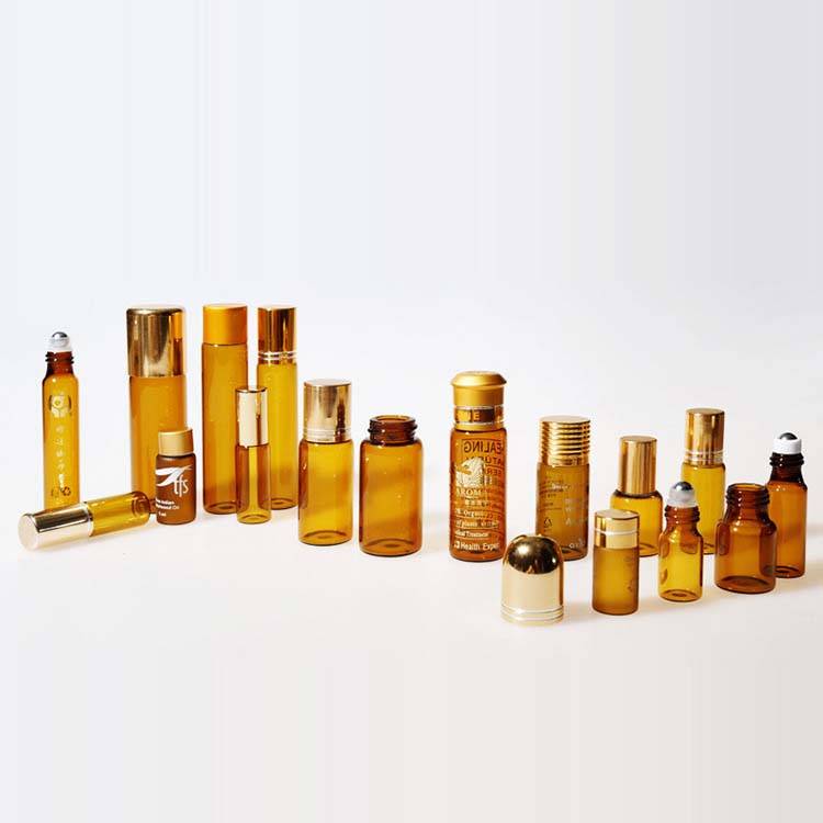 amber glass essention oil packing glass vials with any logo printing Featured Image
