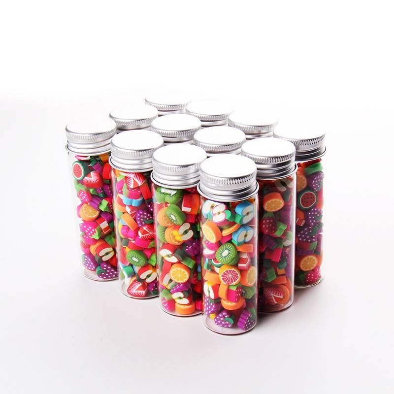 clear tubular glass bottle with aluminum screw cap for candy packing Featured Image