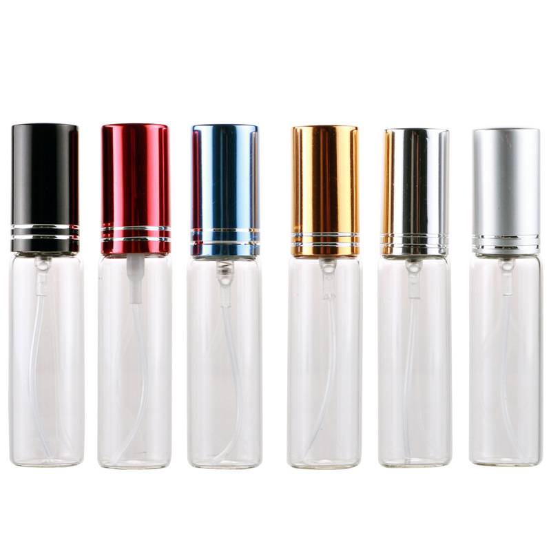 10ml empty perfume spray glass bottle with aluminum pump sprayer and cap with cutting line Featured Image