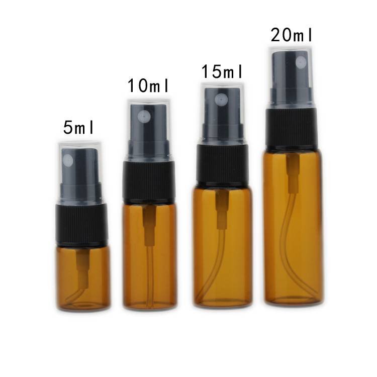 5ml 10ml 15ml 20ml amber glass sprayer bottle with plastic pump Featured Image