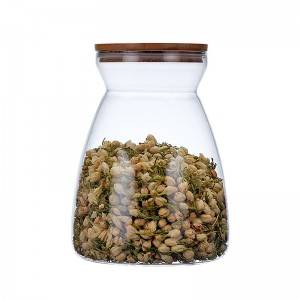 500ml 750ml 1100ml tea storage glass jars with bammboo wood sealing lid or cork lid