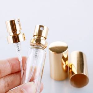 3ml 5ml 10ml 15ml crimp neck perfume glass vials with shiny gold , shiny silver aluminum pump sprayer