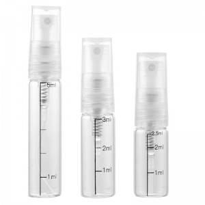 2.5ml 3ml 5ml clear glass spray vials with ml scale printing and plastic screw pump