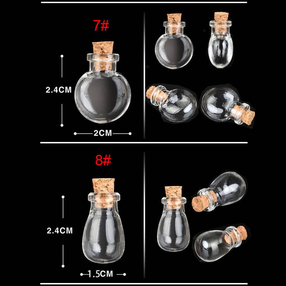 High definition Tubular Glass Vials Crimp Neck - clear glass vials for necklace , glass vial pendant , different shapes and with cork lid – Erose Glass detail pictures