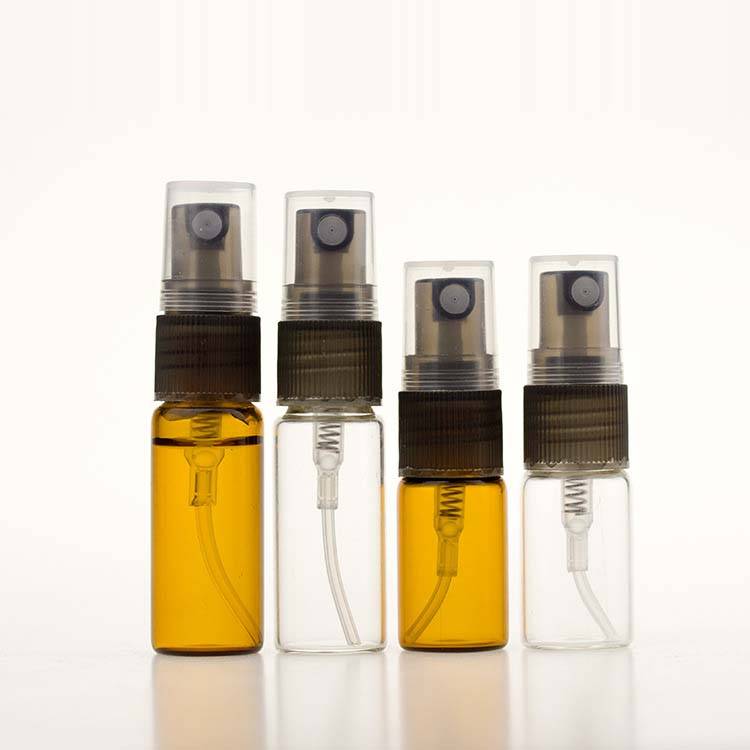 3ml 5ml  amber and clear glass vials with half transparent plastic spray pump Featured Image
