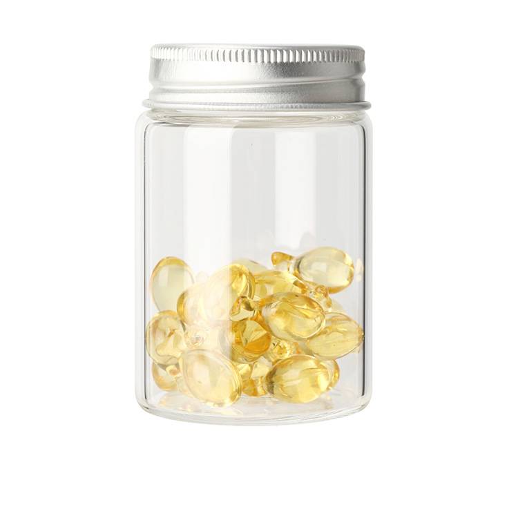 high transparent borosilicate glass bottle with screw cap for packing capsule, spice, sweets, pills, cereals Featured Image