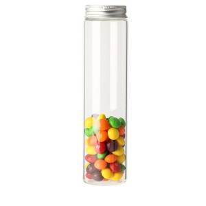 high transparent borosilicate glass bottle with screw cap for packing capsule, spice, sweets, pills, cereals