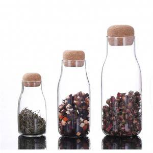 150ml 300ml 600ml Japan style glass storage bottle with cork lid, milk bottle