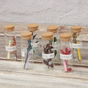 glass tube vials with cork lid for vanilla sample and dry flower packing , storage and display