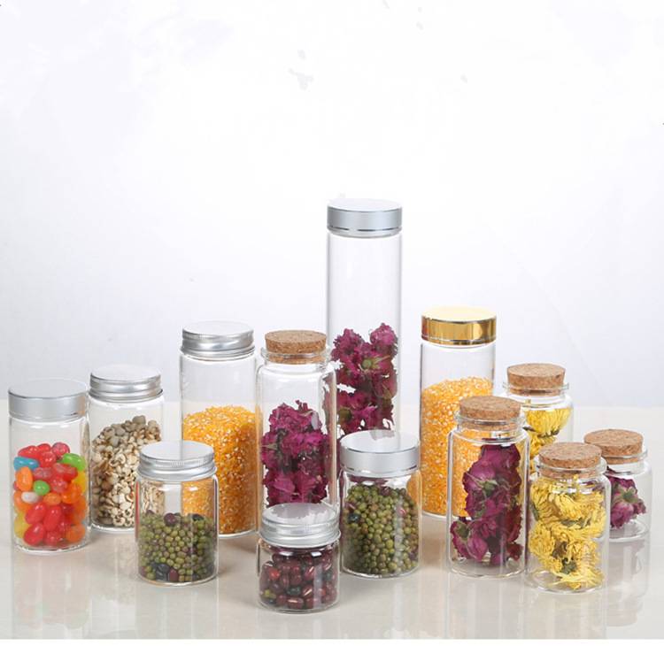 glass vials with aluminum cap or cork lid for tea leaf packing, candy packing, grains packing, seeds packing,food packing Featured Image