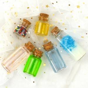 krimp hals glazen flesjes met kurk deksel voor vloeistof en kleine deeltjes verpakken opslag