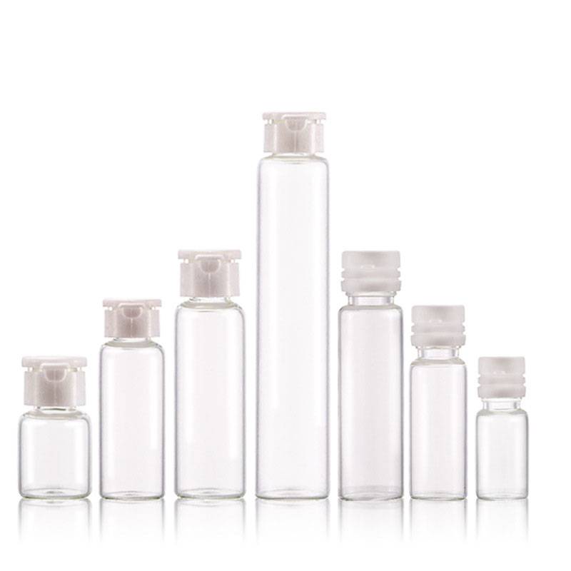 2ml 3ml 5ml 10ml  essential oil, perfume, liquid sample packaging clear glass vials with plastic sealing cap Featured Image