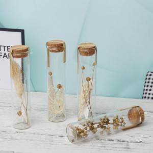 glass tube vials with cork lid for vanilla sample and dry flower packing , storage and display
