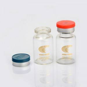 customize clear injection glass vials with shiny gold logo printing