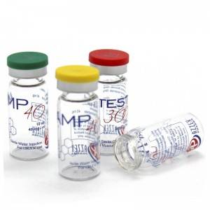 tubular glass injection vials with flip off cap,  silkscreen printing logo on glass surface