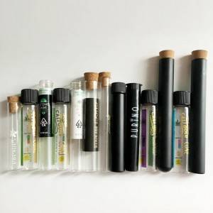 custom made tubular glass vials with cork lid or screw cap, and with painted color or with printing or with lable