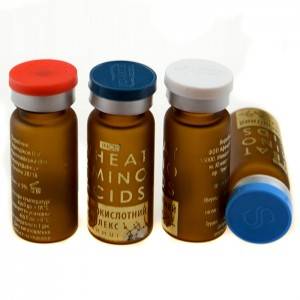 frosted surface amber glass vials with flip cap and shiny gold logo printing