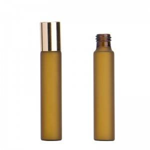 custom made 3ml 5ml 10ml amber roll on glass vials with shiny gold cap or black plastic cap