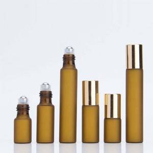 High Quality for Perfume Glass Bottle - custom made 3ml 5ml 10ml amber roll on glass vials with shiny gold cap or black plastic cap – Erose Glass