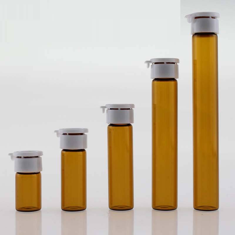 3ml 5ml 10ml 15ml 20ml amber glass vials with plastic flip off cap Featured Image