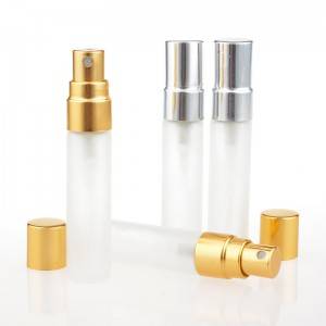 5ml frosted surface glass vials perfume spray bottle with gold/silver/black pump sprayer , and custom made different colors