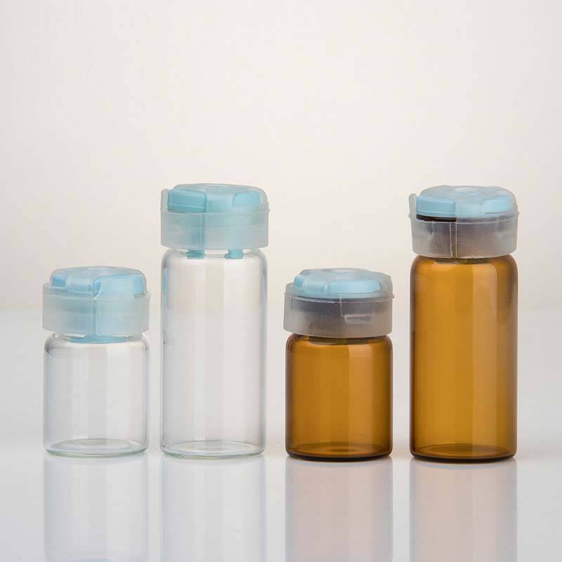 5ml 10ml crimp neck glass vials with rubber stopper and plastic, this cap can be done by hands Featured Image