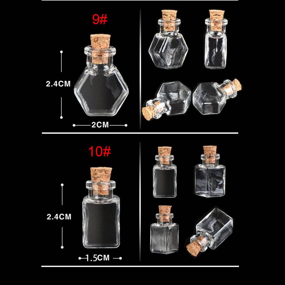 High definition Tubular Glass Vials Crimp Neck - clear glass vials for necklace , glass vial pendant , different shapes and with cork lid – Erose Glass detail pictures