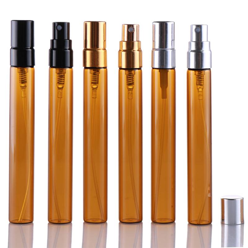 10ml amber glass vials with pump sprayer for perfume liquid packing Featured Image