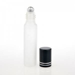 10ml frosted white glass vials with metal roller and shiny color aluminum cap