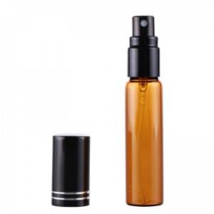 10ml amber glass perfume bottle with gold silver black color screw pump sprayer
