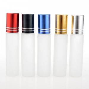 10ml frosted white glass vials with metal roller and shiny color aluminum cap