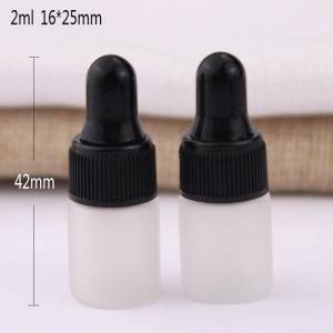 2ml 3ml 5ml frosted white glass dropper vials with black plastic dropper cap