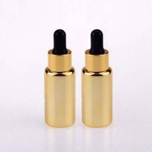 15ml  UV plated shiny gold dropper glass bottle with gold dropper cap