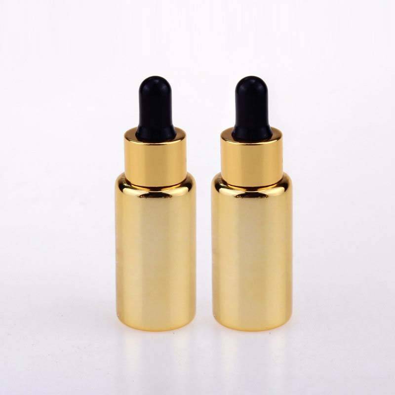 15ml  UV plated shiny gold dropper glass bottle with gold dropper cap Featured Image