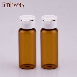 2ml 3ml 5ml crimp neck amber glass vials with plastic flip cap