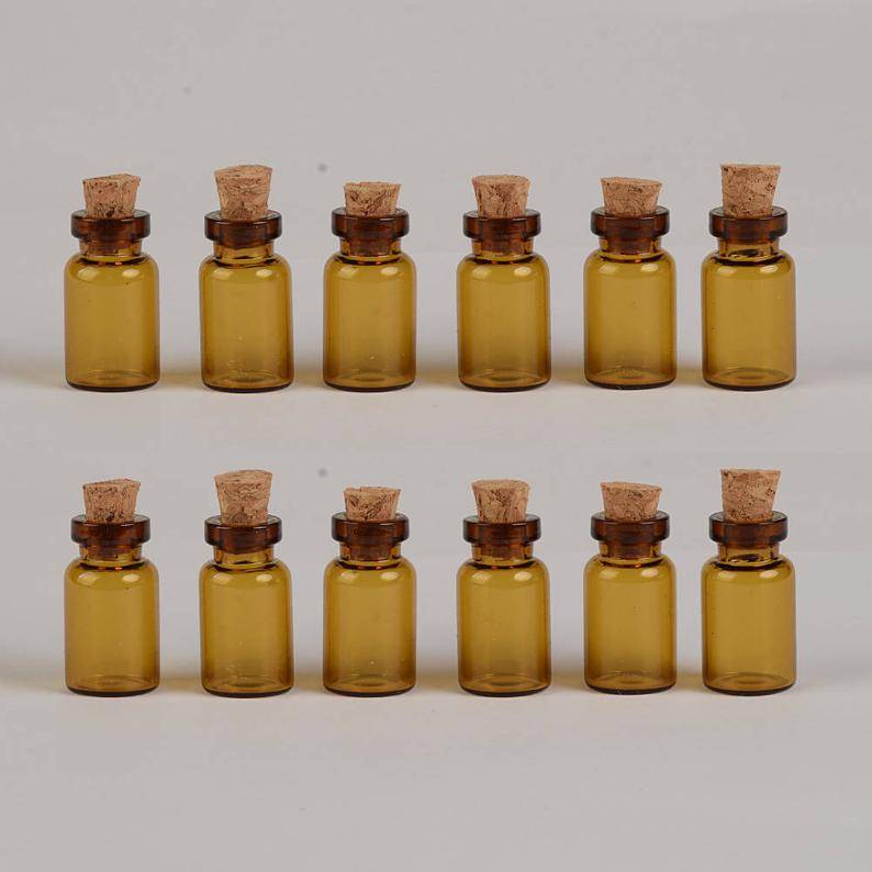 1ml Mini Amber Glass Bottles With Cork Empty Tiny Liquid Glass Vials Jars Featured Image