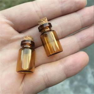 1ml Mini Amber Glass Bottles With Cork Empty Tiny Liquid Glass Vials Jars