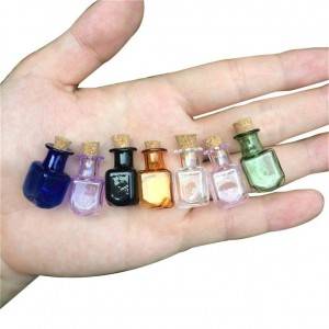 Mini Glass Bottles rectangle Transparent Cute Bottles Mei Cork Little Bottles Gift tiny Jars Vials Mix 7Colors