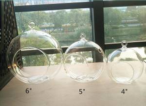 Air plant holders-4″/5″/6″ glass orb terrarium//indoor garden planter vase//hanging succulent holder