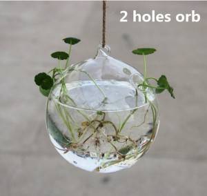 egg shape glass water planting vase//4″ globe hanging planters//green plants holders//house ornament
