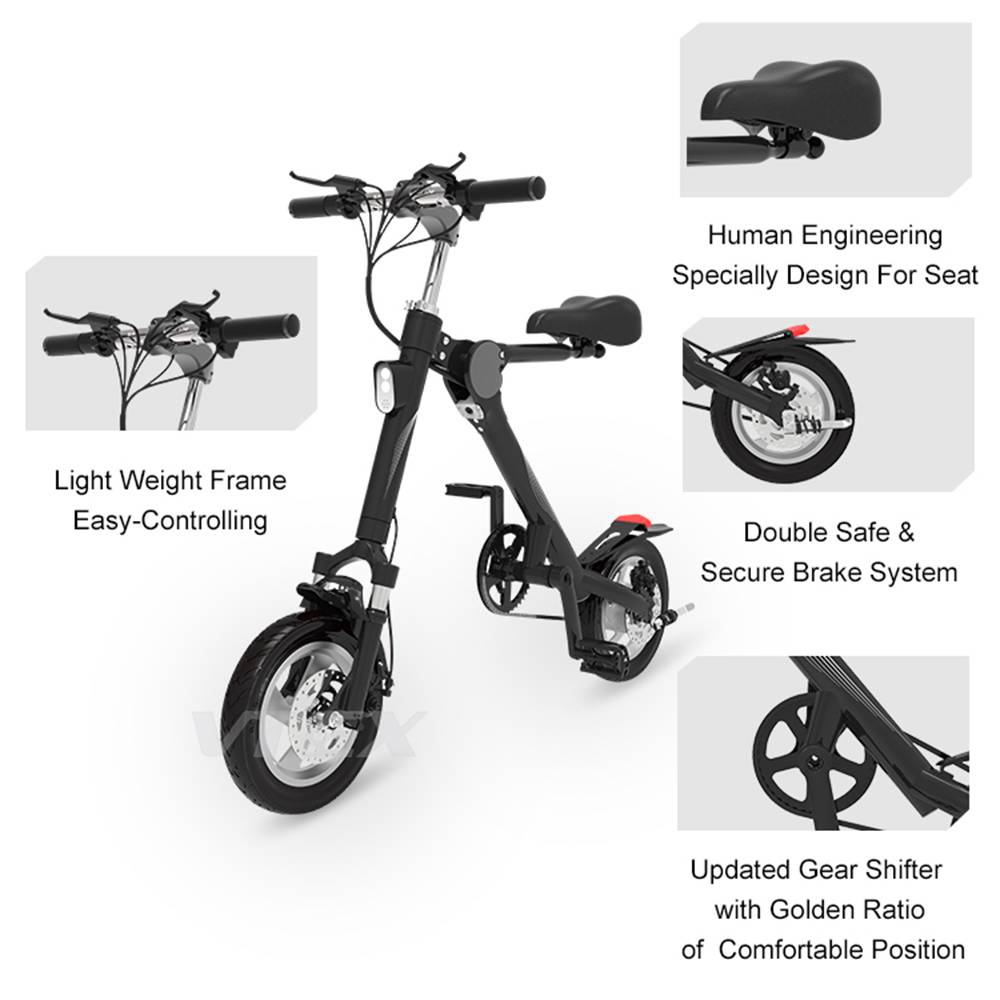 Collapsible Frame 350W 36V Waterproof E-Bike with 15 Mile Range White-6AH shaofu Folding Electric Bicycle and APP Speed Setting