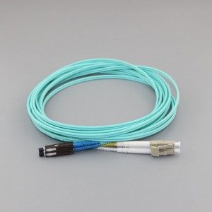 LC/PC to MU/UPC Duplex OM4 50/125 Multimode OFNP Fiber Patch Cable