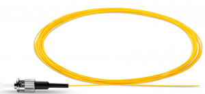 3m (10ft) ST UPC Simplex OS2 Single Mode PVC (OFNR) 0.9mm Fiber Optic Pigtail