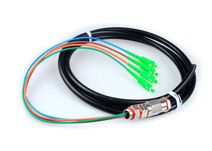 4 Core SC Fiber Optic Pigtail Cables Rodent Resistant Waterproof With Black Jacket Featured Image