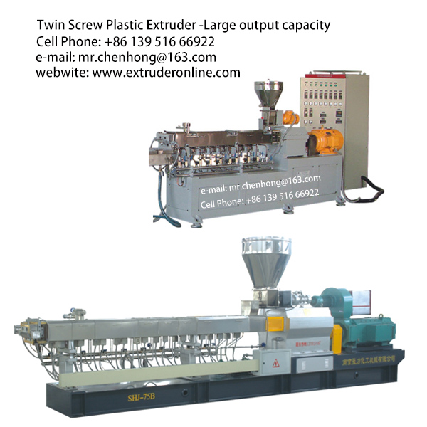 Twin screw plastic APCP-extruder-large output-capacity-PE-PP-PVC-ABS-PLA-65B-75B ACP extruder