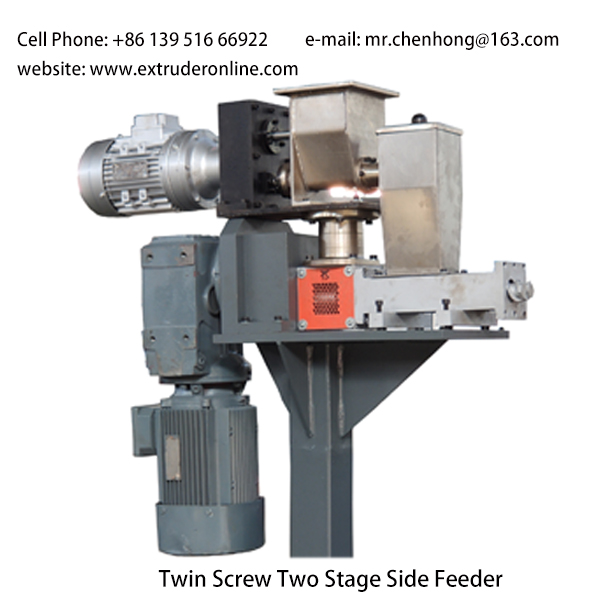 Twin screws Plastic polymer extruder used two stages side feeder Featured Image