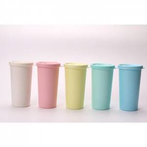 Factory making Eco-friendly Bamboo Fiber Cup Reusable Water Tea To Go Cup With Silicone Lid And Sleeve For Home Office School
