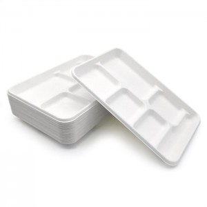 Food Packaging Container Greaseproof Sugarcane Pulp Non PFAS Tableware Tray